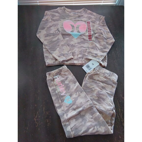 Hurley Youth Kids  2 Piece Long Sleeve & Pant Set Jogger Sweats Chamo Size 7/8 - Picture 3 of 3